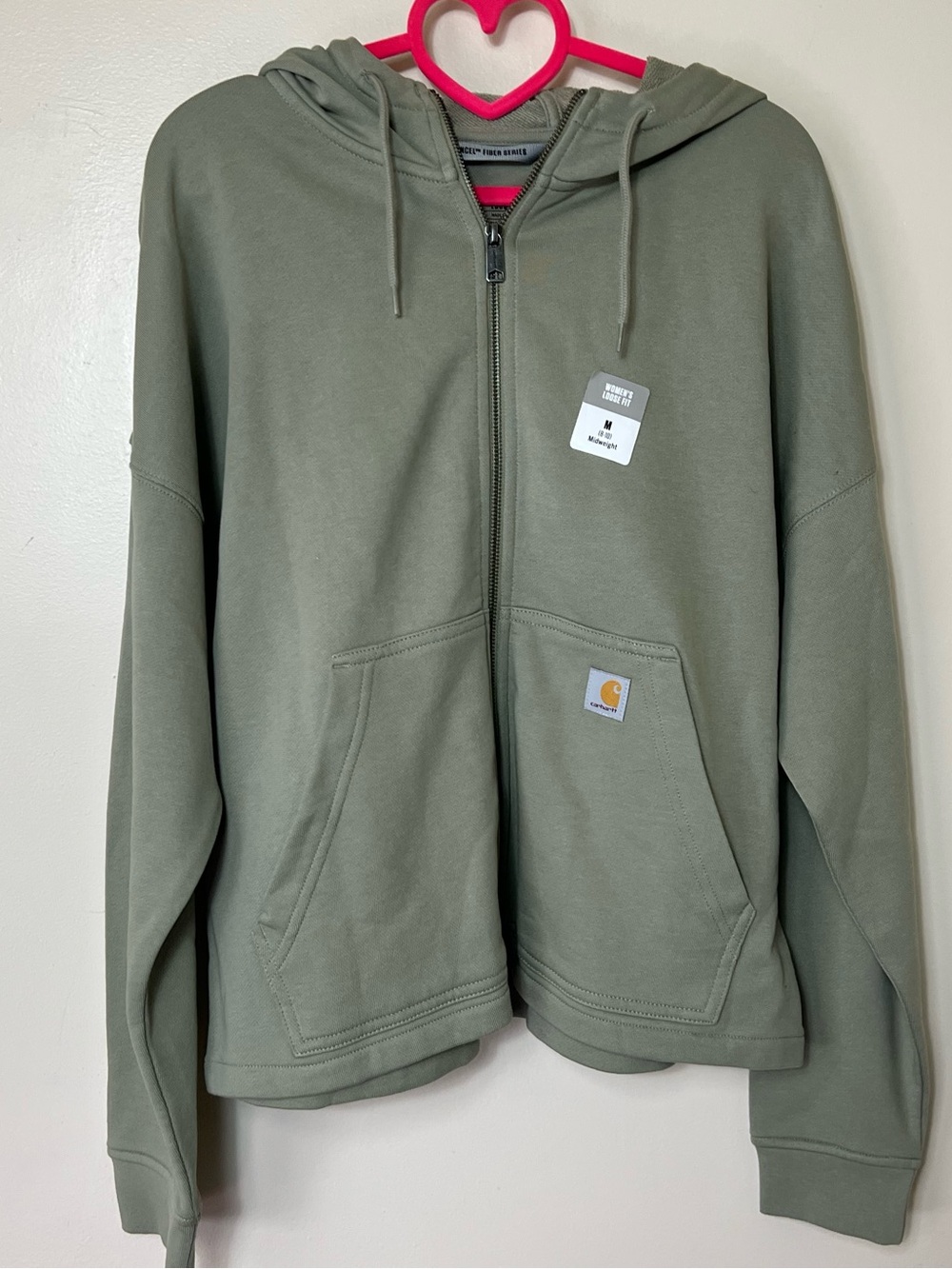 Carhartt Women’s Sage Green Full-Zip Hooded Sweatshirt. Size Medium. NWT